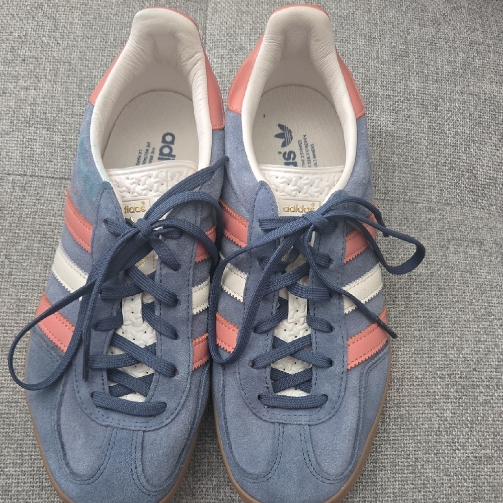 Adidas Gazelle Suede Blue and Coral Sneakers